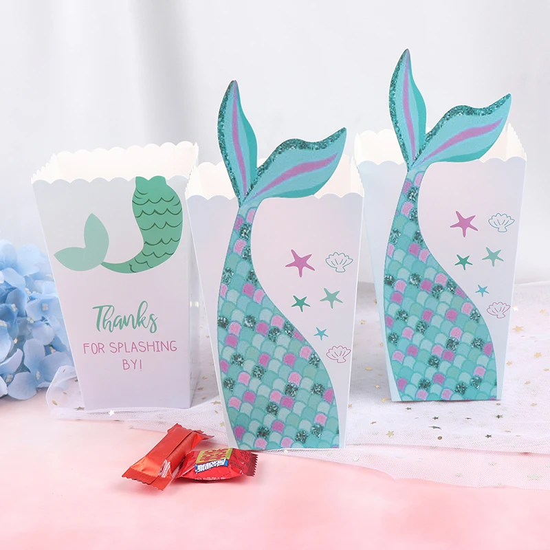 12 шт Русалка хвост конфеты мешок коробки под морем для попкорна предметы