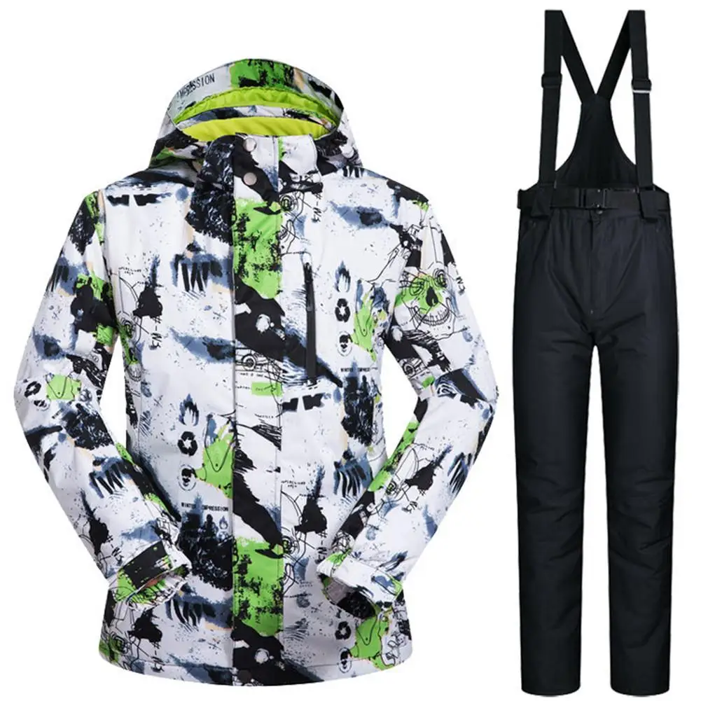 Лыжный костюм мужские зимние теплые ветрозащитные водонепроницаемые уличные