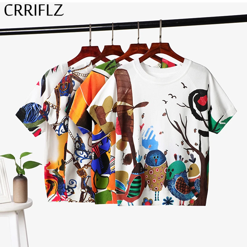 Новинка 2020 модная футболка с рисунком Женская Повседневная оверсайз круглым