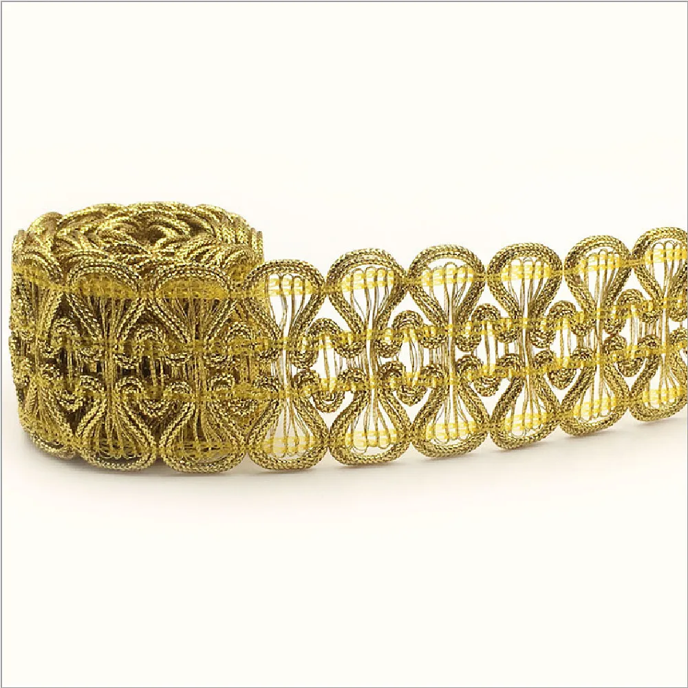 YACKALASI 50 ярдов плетеная Кружевная аппликация виниловая бирка блестящие золотые