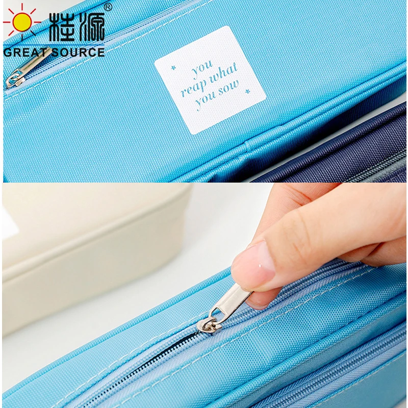 

School Pencilcase Big Stationery Organizer Bag Pencil Bag Oxford Fabric Big Space Ziplock Closer(1PC)