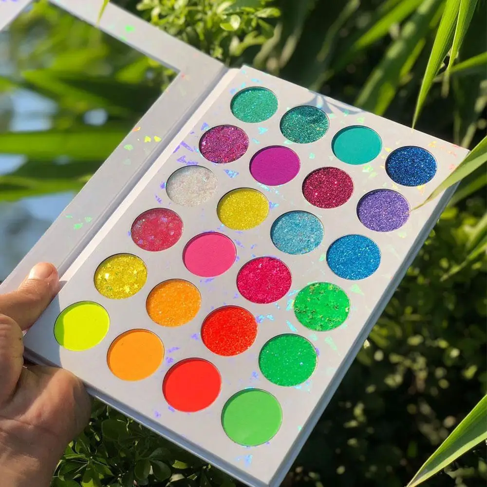 24 цвета мерцающие блестящие тени для век Палитра Водонепроницаемая