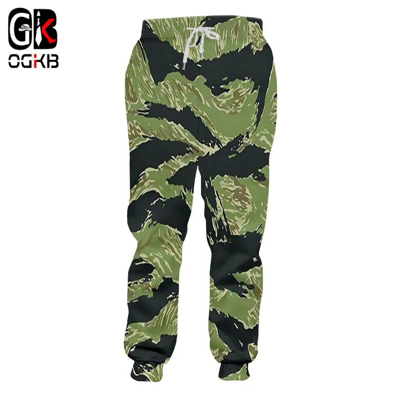 

OGKB Men's Casual Sweatpants Full Length Long Drawstring Pants Male Print Green Camouflage 3d Jogger Pants Homme Streetwear 6XL