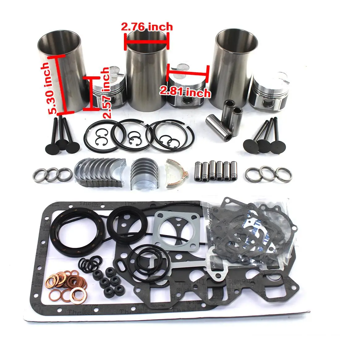 

Engine Overhual Rebuild Kit w/ Valves For Yanmar 3TNA72 3TNA72L 3TNA72UJ For Kobelco SK15SR Excavator Digger Tractor Generator