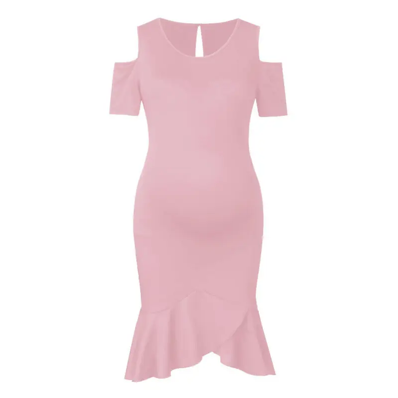 

AU Fashion Women Pregnant Maternity Short Sleeve Summer Ruffle Party Dress S-2XL