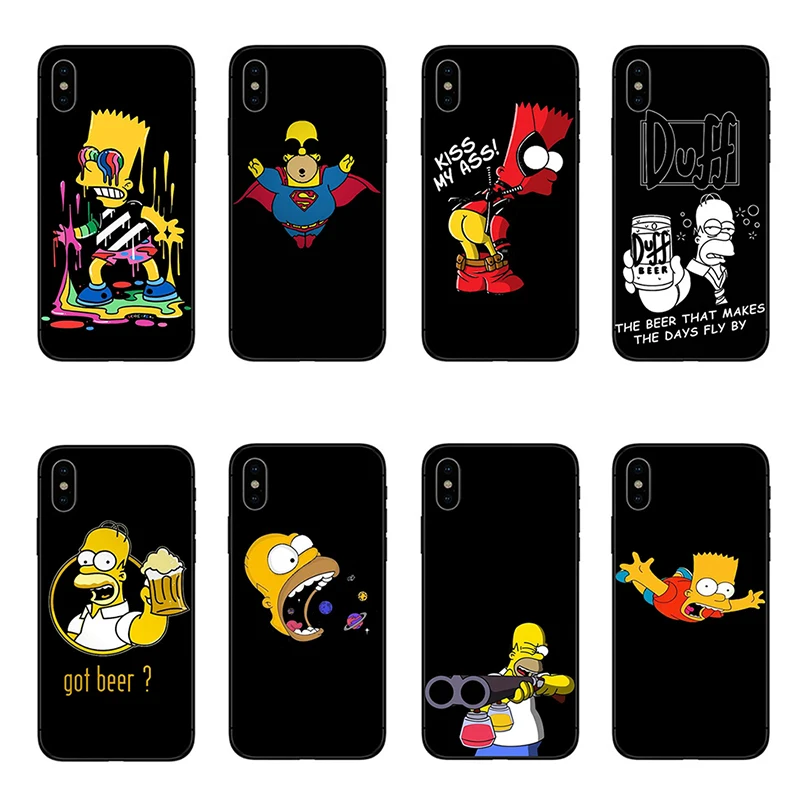 GYKZ смешной Homer J. Simpson Черный силиконовый чехол для телефона для iPhone 7 11 Pro XS MAX XR X 8 6 6s Plus 5 мультяшная Мягкая матовая задняя крышка