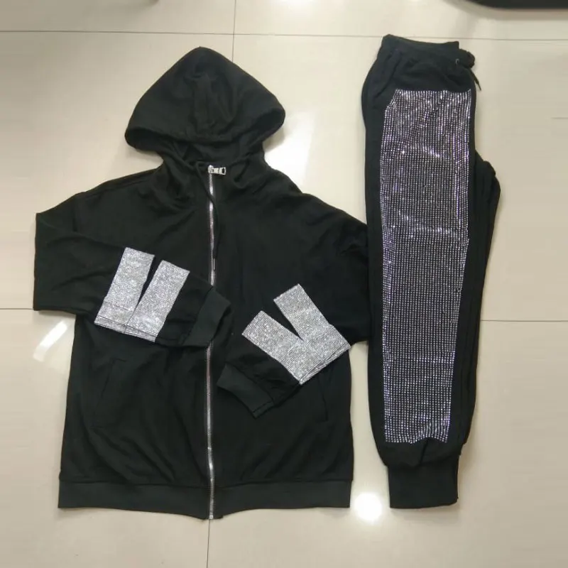 Early Autumn New Heavy Industry Hot Drilling Beam Foot Casual Pant Wei Pants Women Fashion Casual Wild Loose Pants Tide 225