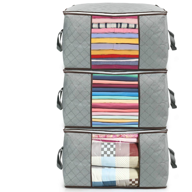 

Wholesale Home Storage Foldable Bag Waterproof Non woven Fabric Bedding Pillows Quilt storage bag clothes storage bag organizer