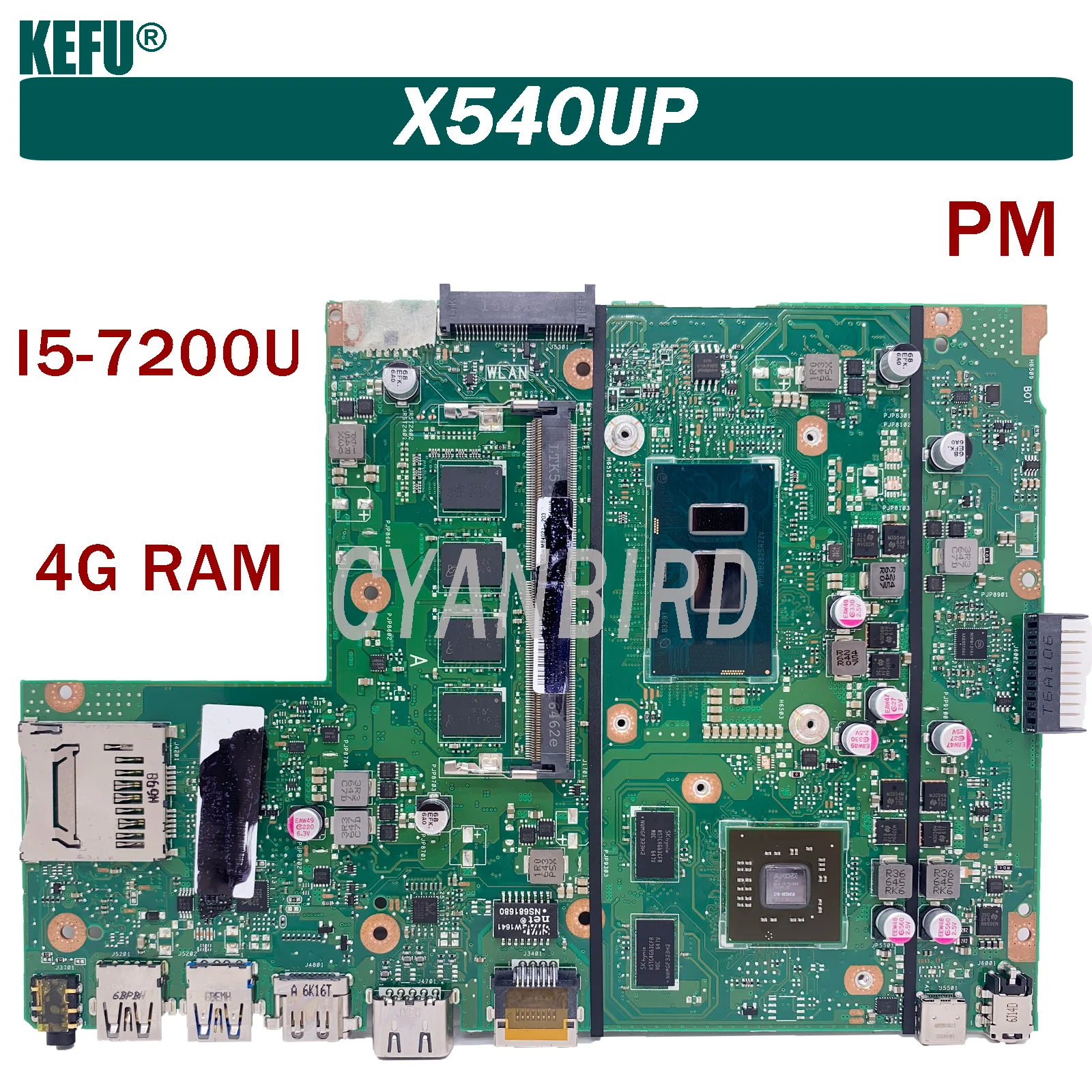 

KEFU X540UP Laptop motherboard for ASUS VivoBook R540UP R540U X540U F540U original mainboard 4GB-RAM I5-7200U R5-M420 100% test