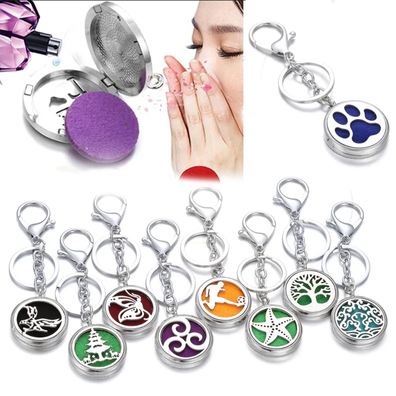 

New Paw Stainless Steel Aromatherapy Keychain Essential Oil Diffuser Locket Perfume Jewelry for Women Men Aromatherapy Jewelry