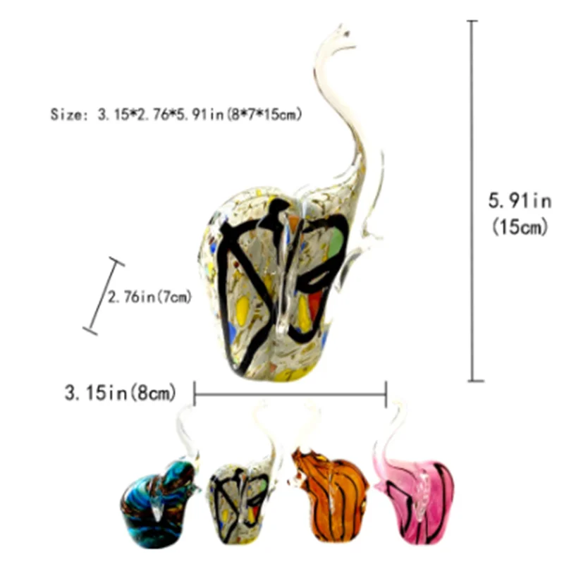 

Elephant Crystal Glass Figurines Table Ornament Sculpture Wild Life Handmade Craft Hand Blown Art Home Decor Gift Ornaments