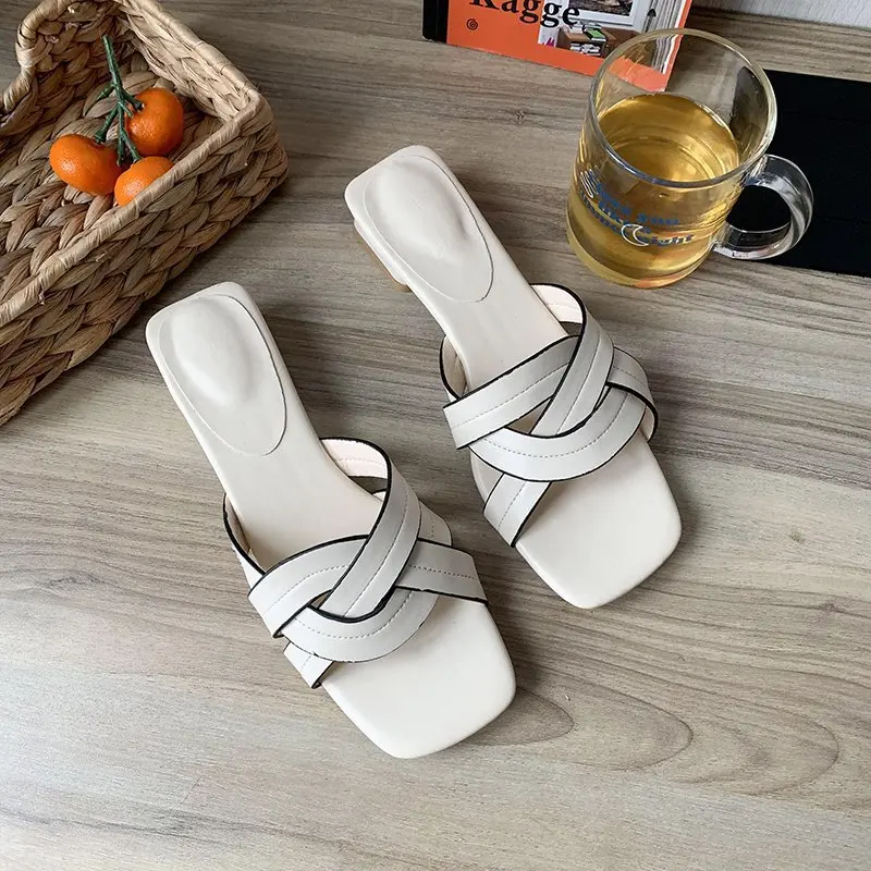 

Fashion Classic Sandals Women High Heels Outside Women Slippers Square Toe Chunky Heel Shoes Women Sandals Ladies Shoes