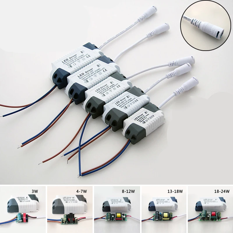 3 ~ 24 Вт светодиодные фары 12 28v постоянного тока до Ac90 265v Драйвер Питание адаптер