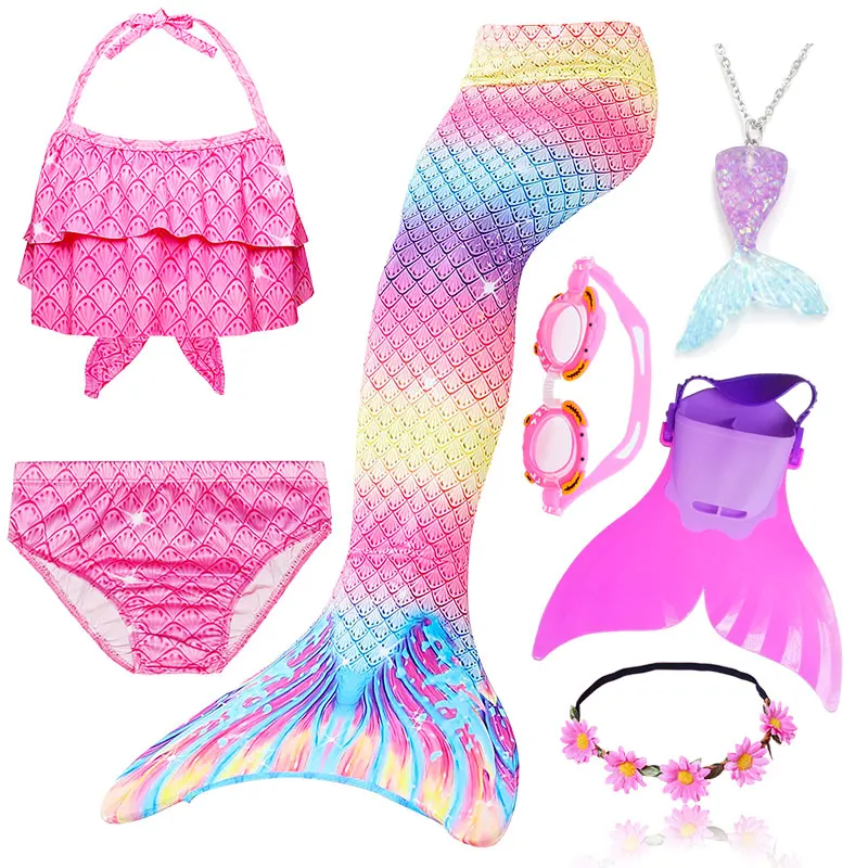 28 цветов Детские хвосты русалки с моноластами для плавания маскарадные костюмы