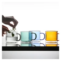 creative design double wall glass water cups 250ml colourful pink yellow blue green cold hot drinks water coffee cup mugs