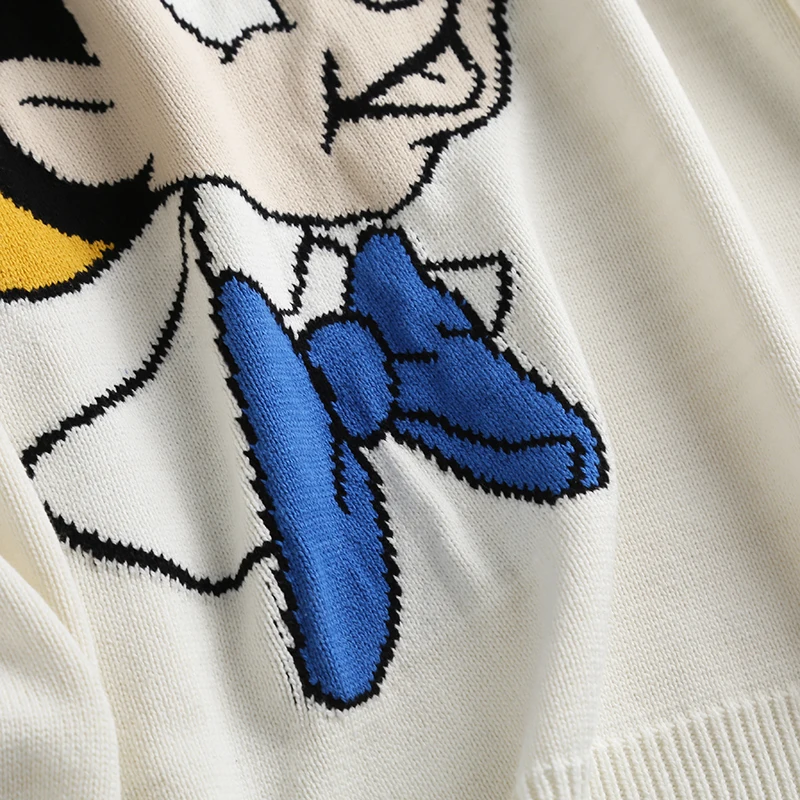 

2020 Autumn and Winter thick sweater women's knit sweater men and women Loose cartoon print long-sleeved pullover