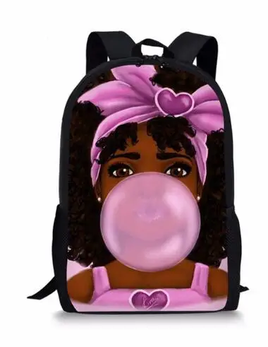 African Backpack Cartoon Black Girls Print School Bag Kids Cute Book Teenager Schoolbags Mochila | Багаж и сумки