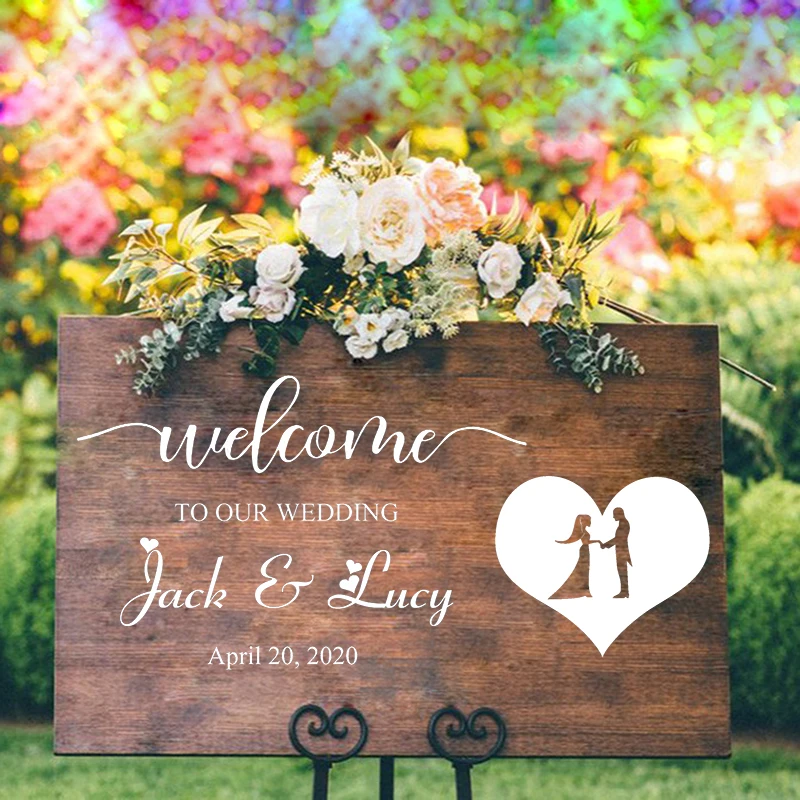 DIY Свадебные украшения Добро пожаловать стикер невесты и жениха названия Дата