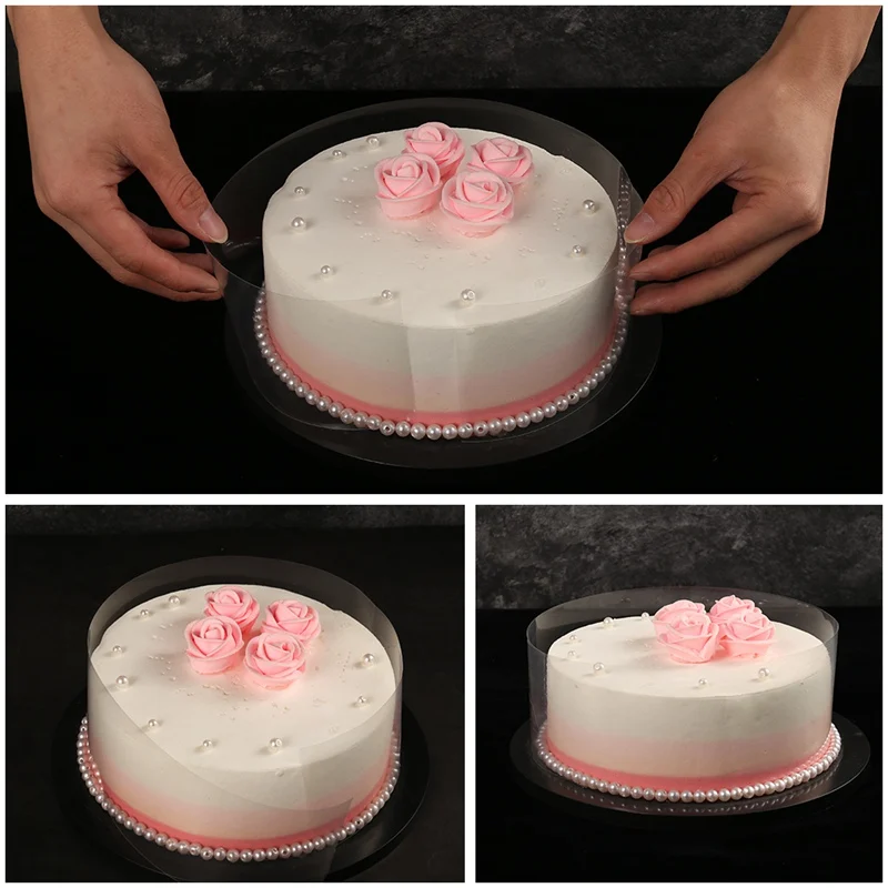 

8/10/15cm DIY Transparent Mousse Cake Rim Mousse Rimmed Birthday Cake Baking Bounded Film Band Packaging Decoration Tool
