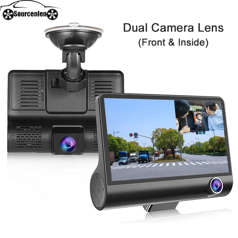 3 в 1 Автомобильный видеорегистратор 170 градусов 1080P HD Dash Cam с двумя объективами