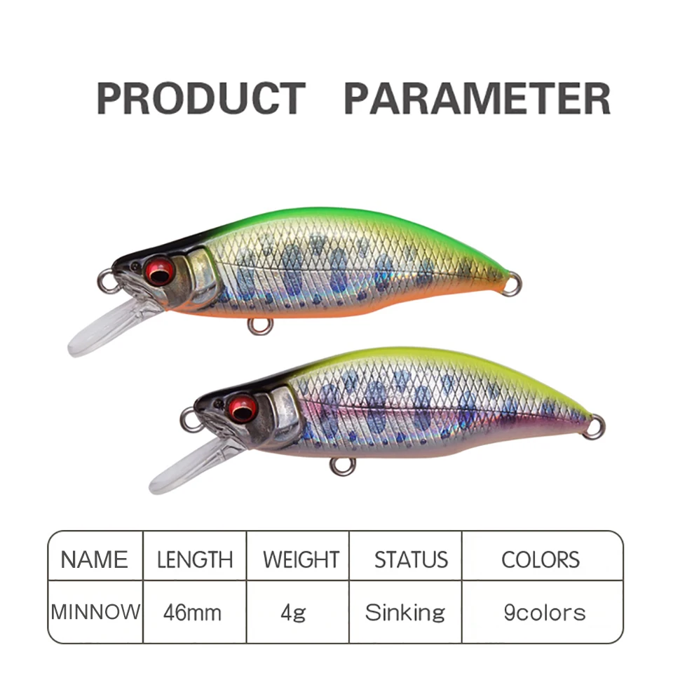 

1PCS 49MM 4G Minnow Fishing Lure 3D Fish-Eye Hard Bait Shaking Water Sinking Artificial Bait Sea Fishing Equipment