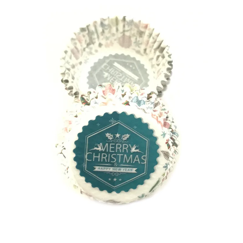 100 штук Рождественская серия печатные бумажные стаканчики для торта форма