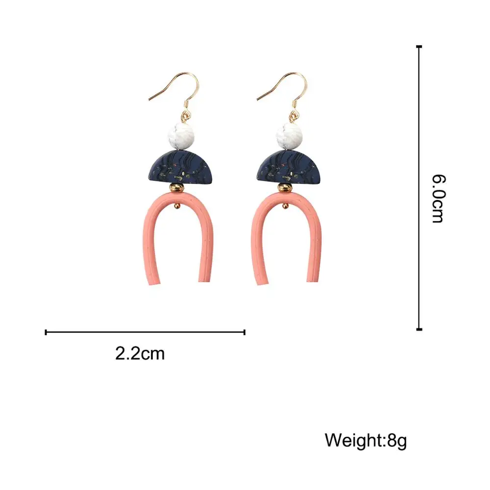 

AMORCOME Winter Collection Colorful Soft Ceramic Clay Geometric Irregular Drop Earrings for Women Handmade Statement Earrings
