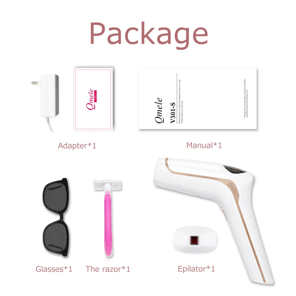 Qmele для женщин и мужчин безболезненная машина лазерной эпиляции IPL триммер тела