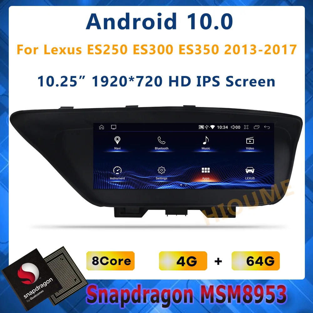 

Snapdragon Android10 4+64GB Car Radio Navigation GPS Player for Lexus ES ES200 ES250 ES300 ES350 2013-2018 with carplay BT