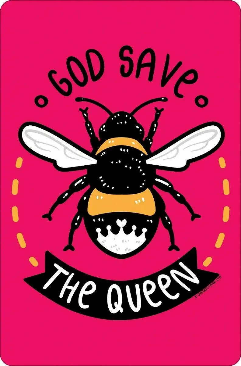 

Vintage Metal Sign Tin Sign God Save The Queen Bee Home Bar Hotel Wall Decor Sign 12X8Inch