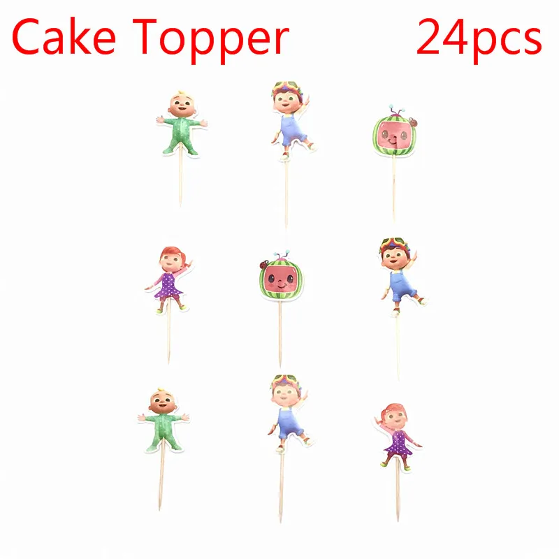 

24pcs Cartoon pattern Cocomelon Party Cupcake Cake Toppers Picks Kids Birthday Party Supplies Wedding Decorations Cake Cup