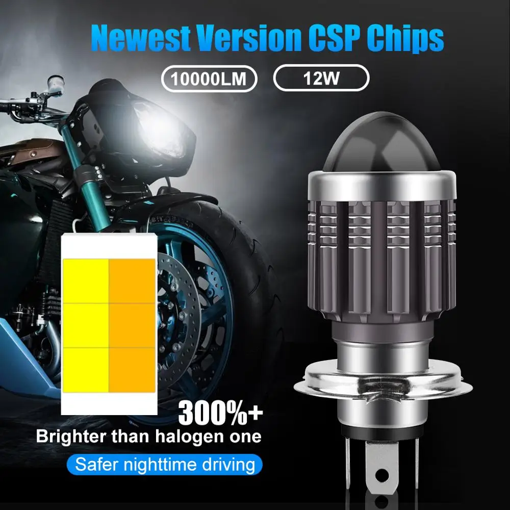 10000Lm H4 LED Moto H6 BA20D светодиодные лампы для мотоциклетных фар CSP линзы Белый Желтый