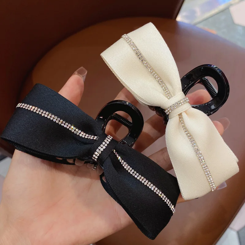 

Cross Hair Clamp New Korean Elegant Bow Hair Claws Women Girls Hair Clip Large Grab Clips Shark Clip Crystal Hair Accessories