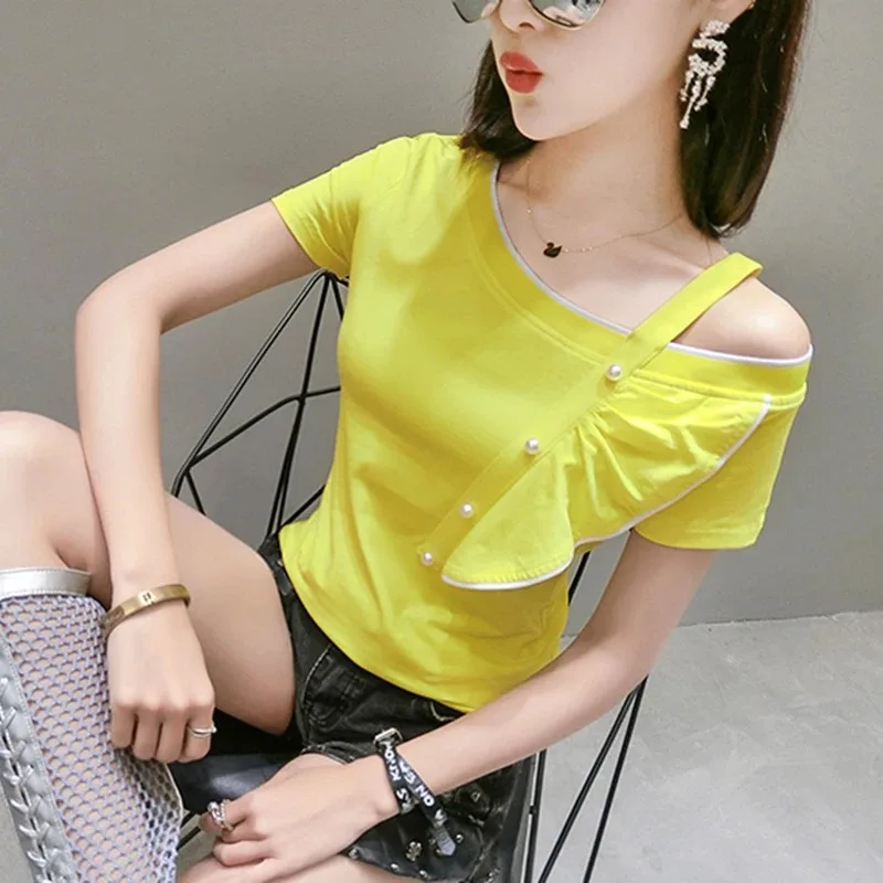 

2021 Tops coral red T Shirt Women Cotton Female Tshirt Cotton