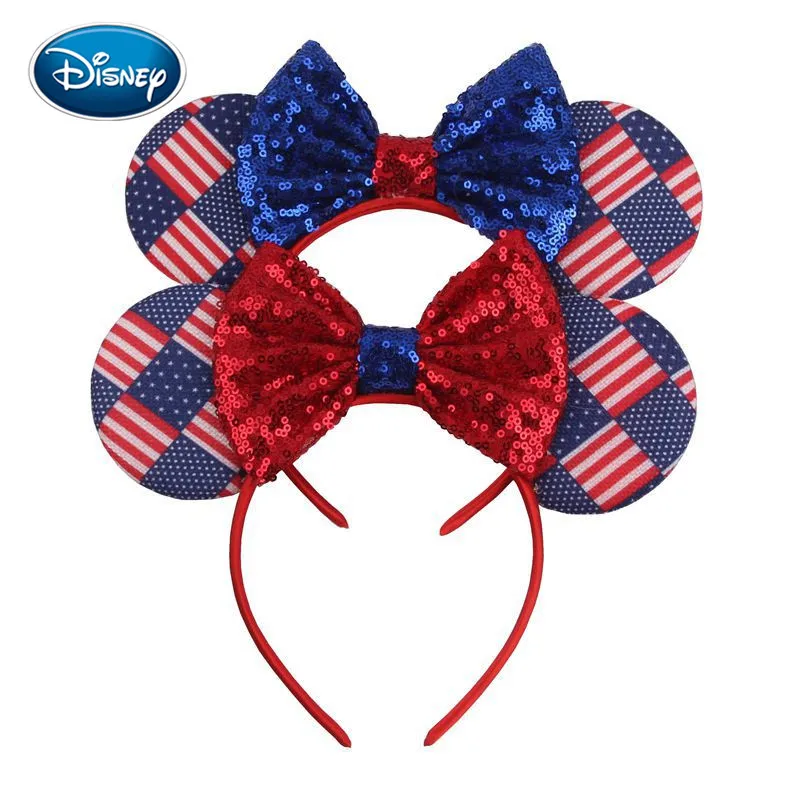 

Розничная продажа, ободок для волос с рисунком флага, мыши и ушей, диаметром 5 дюймов, 3,3 дюйма, 1 шт., аксессуары для волос «сделай сам»