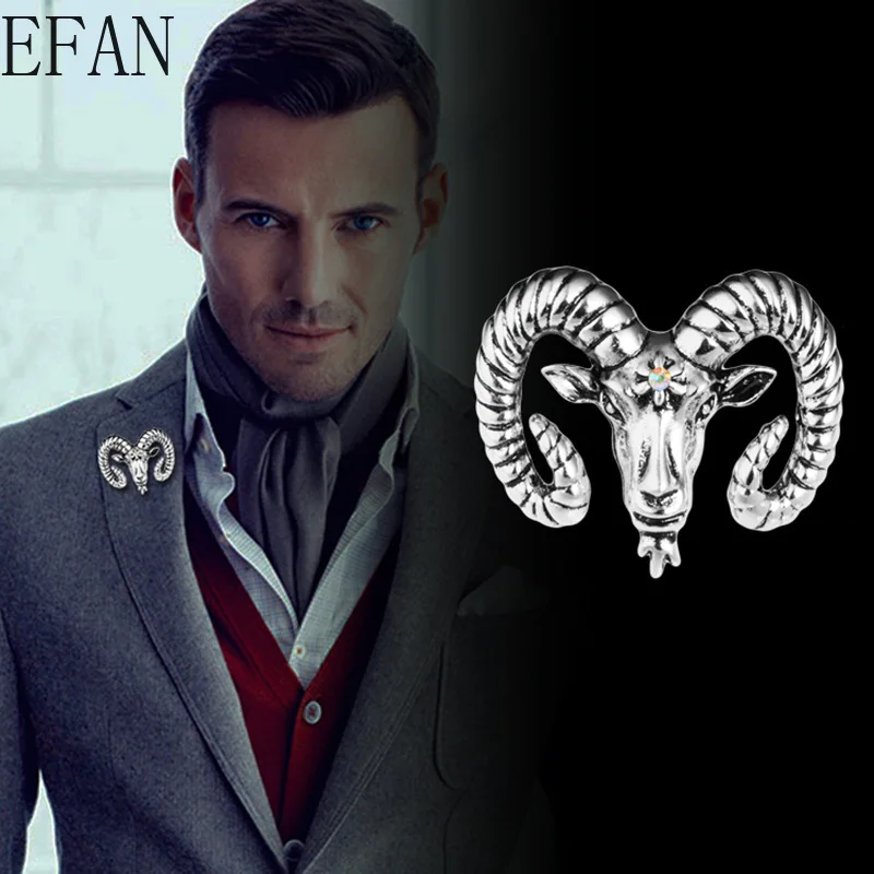 Модная ретро брошь из цинкового сплава с головой козы мужской значок для костюма