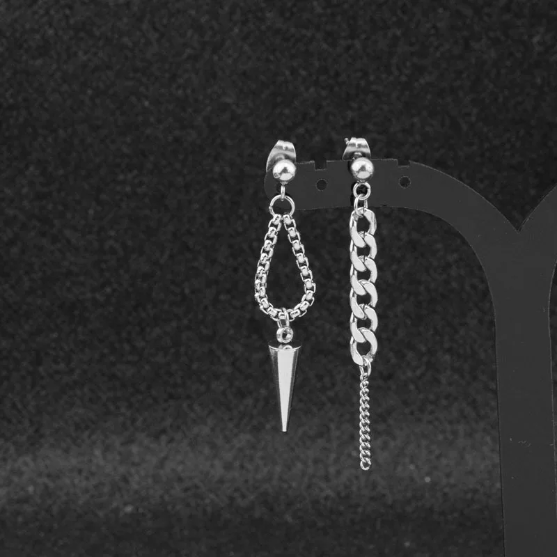 

Goth Chain Earring Stainless Steel Earrings For Women Men Pointed Cone Pendant Earrings Piercing Fashion Korean Pendientes Mujer