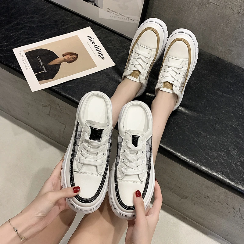 

2021 Brand Sneakers Women Platform Vulcanized Shoes Fashion Breathable Thick Bottom High Top Chunky Sneakers Women Basket Femme