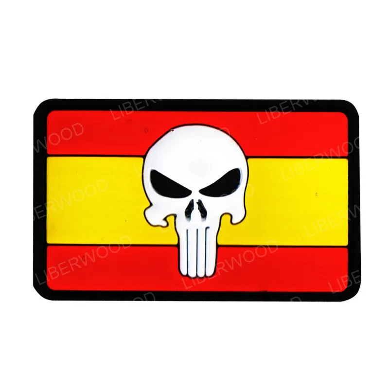 ПВХ патч Испанский флаг Espana Военная нашивка испанский Каратель Череп ПВХ тактические бейджи резиновая нашивка - Цвет: PVC
