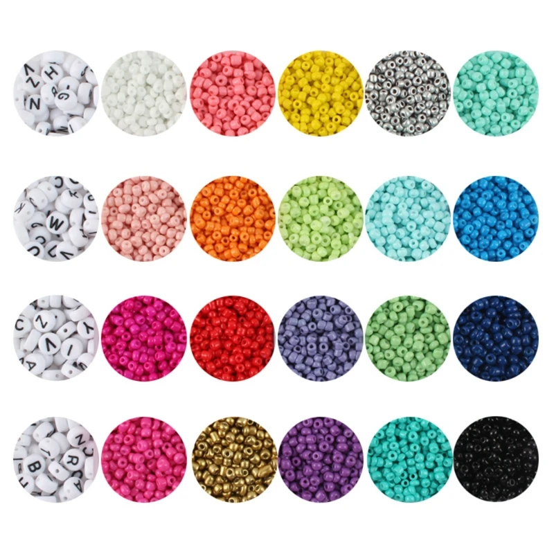 

3mm/7mm Plastic Glass Mini Beads Combination Pack 24 Girds Bracelet Jewelry Making Supplies School Handwork Accessories