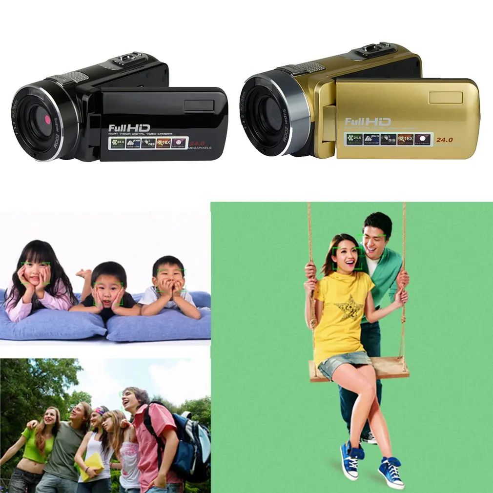 

HOT Portable 1920 x 1080 Full HD Night Vision 3.0 Inch 24MP LCD Screen 18X Zoom Digital Video Camera Camcorder Mini DV