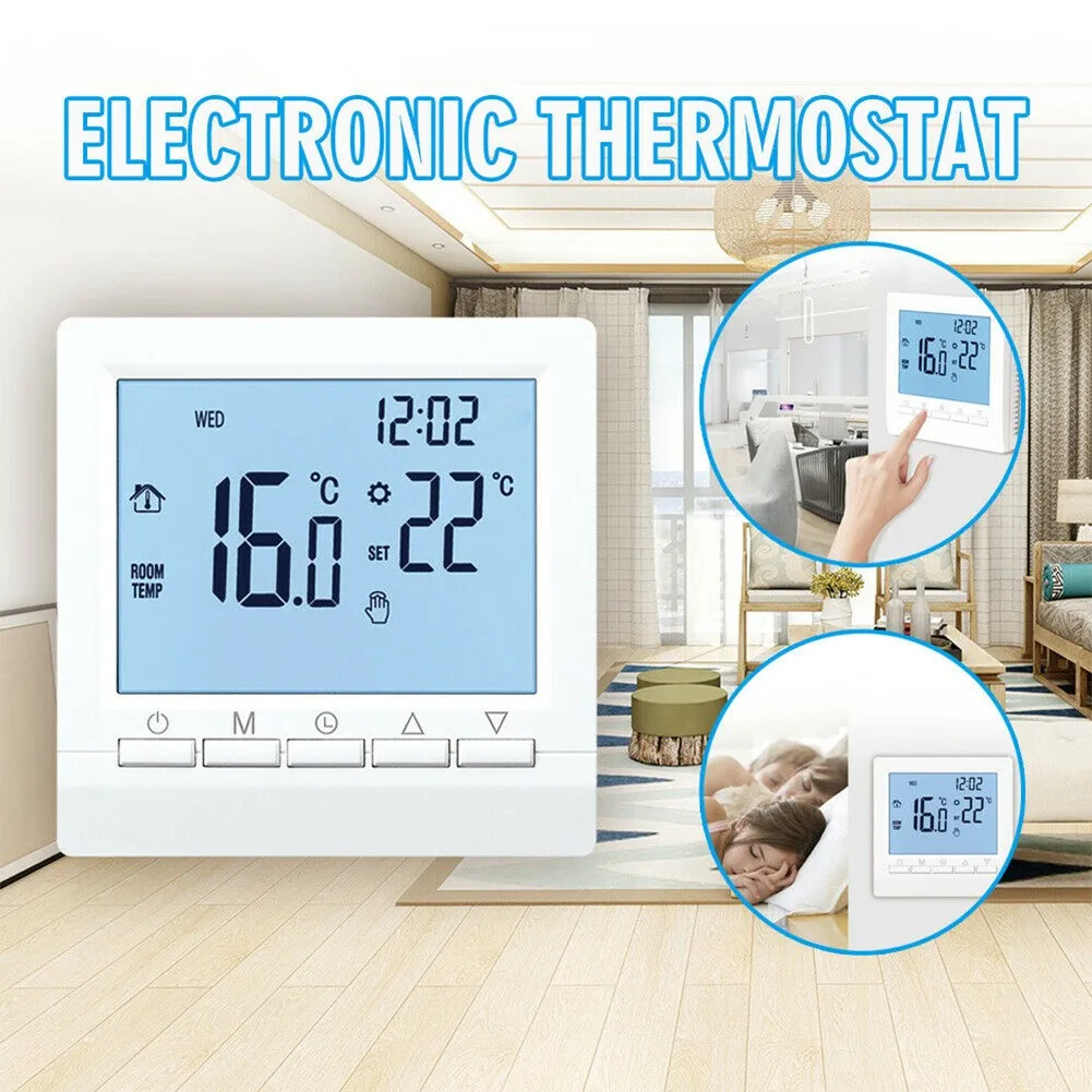 

Smart Temperature Control System LCD Touch Screen Sensor WallMounted Intelligent Thermostat Floor Water Heatcontroller Childlock