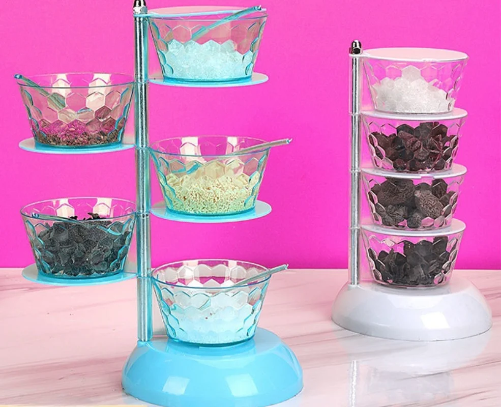 

Многофункциональная вращающаяся кухонная стойка для приправ с маленькой ложкой, домашние комбинированные кухонные принадлежности