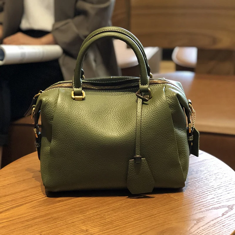 

New leather women's bags in spring 2020 fashion top leather bag Boston one shoulder portable women's bag