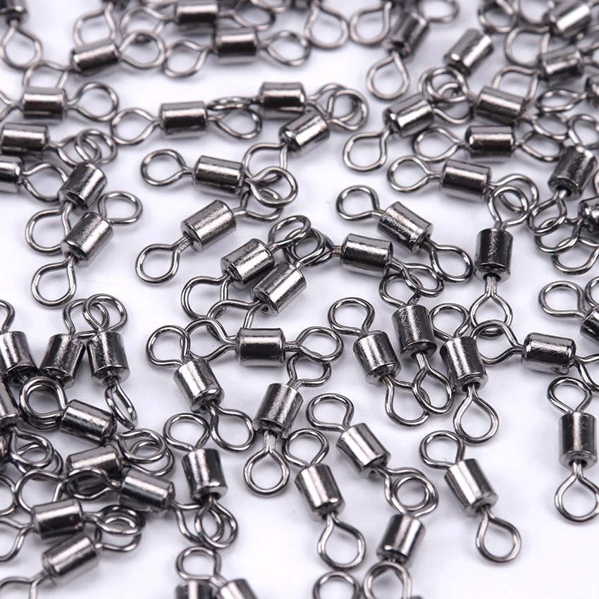 20PCS Fishing Eight-Character Ring Bearing Rolling Swivel Solid Ring Stainless Steel Lures Connector Swivel Fishing Accessories