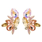 Женские серьги из металлического стекла в европейском стиле, модные вечерние Серьги разных цветов