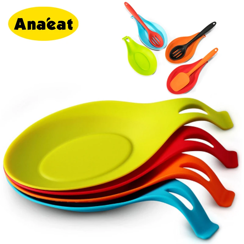 

ANAEAT 1pc Heat Resistant Silicone Insulation Spoon Rest Placemat Coaster Tray Pad Mat