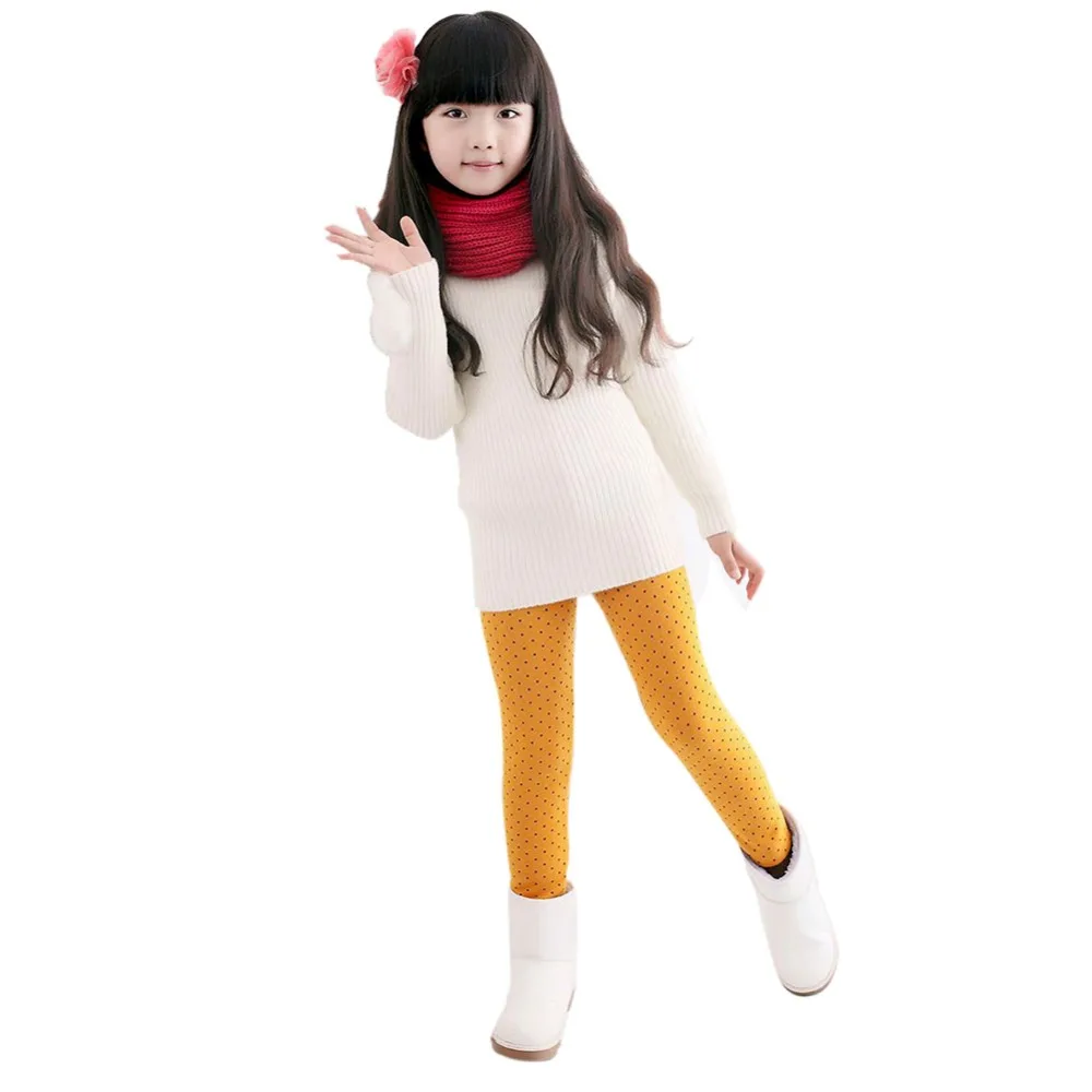 Зимние меховые леггинсы для девочек детские штаны плотные эластичные хлопковые