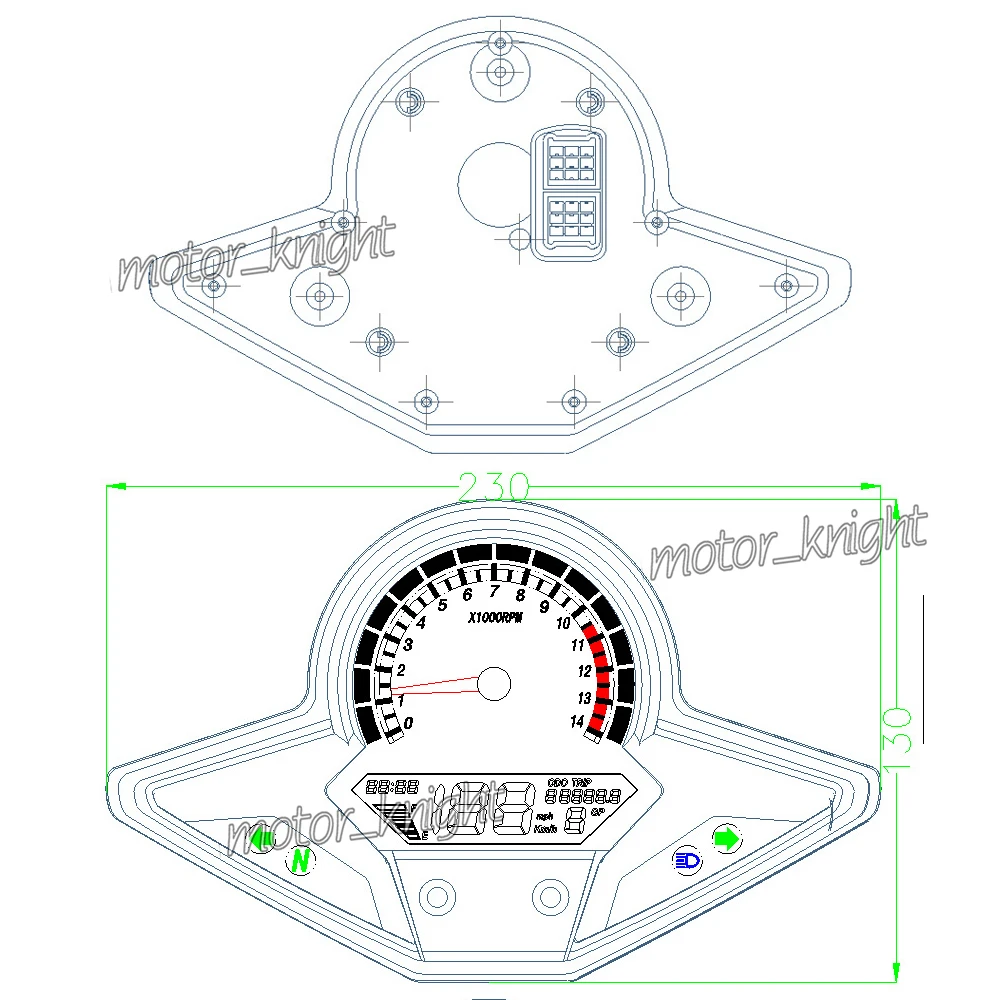 Цифровой измеритель скорости для мотоцикла 12 В постоянного тока с ЖК дисплеем