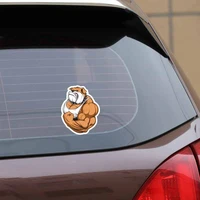 Hot Funny Bulldog Full Color Bodybuilder Car Stickers Motorcycle Decals Motorcycle Accessories Waterproof PVC 14cm 10cm